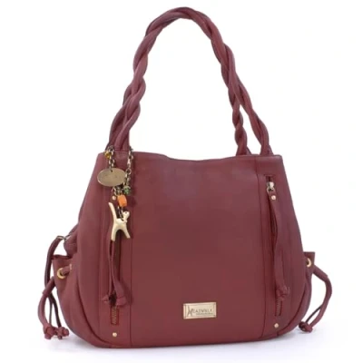 Image of Catwalk Collection Handbags Women&#039;s Large Leather Hobo Shoulder Bag Tote With Zip Handbag Multiple Compartments CAZ Red