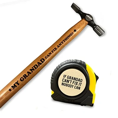 Image of Red Ocean Novelty Grandad Gifts Engraved Hammer Tape Measure DIY Tools Fathers Day Gift for Him Grandparent