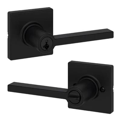Image of Kwikset 94050 663 Casey Entry Lever, Matte Black