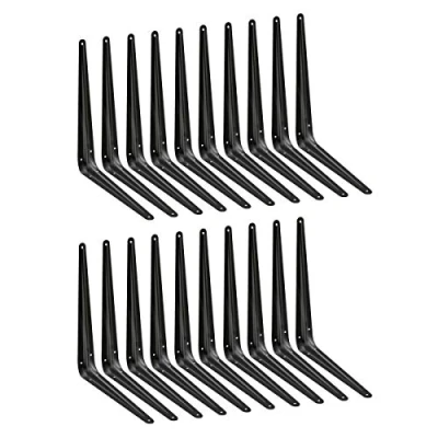 Image of EAI 300x250mm / 12x10&quot; Original London Pattern Shelf Bracket Black Pack of 20