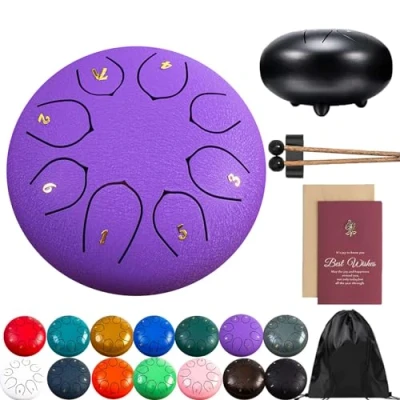 Image of Rain Drum For Outside Garden, Steel Tongue Chime, 8 Note 6 Inch Chakra Rain, Metal Chimes Outside, Musical Education Entertainment Meditation Yoga Zen Gifts (B)