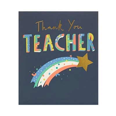 Image of UK Greetings Thank You Teacher Card Appreciation Cute Thankyou Card, Multi (694462 0 1)
