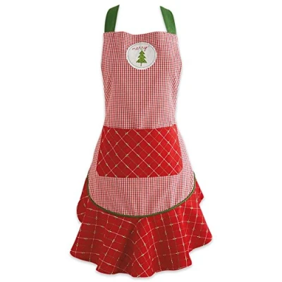 Image of DII Women&#039;s Christmas Kitchen Apron Adjustable Adult Size for Cooking, Baking, Crafting &amp; Entertaining, One Size, Merry Tree
