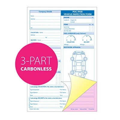 Image of Ocean Pads POC &amp; POD Vehicle Inspection Pad, A4, 3 Parts Triplicate, Carbonless Paper (Product Ref 69882) [Pack 1]