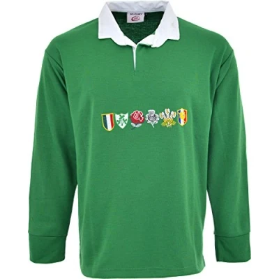 Image of Men 6 Nation Full Sleeve Rugby Fan Shirts Size S to 5XL (XL, Emerald)