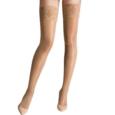 Image of Wolford Women&#039;s Satin Touch 20 Stay Up Tights, DEN, Beige (Beige Caramel), Small (Size: S)