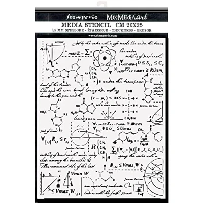 Image of Stamperia International Thick Stencil Alchemy Formulas, Various, 20x25 cm