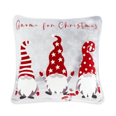 Image of Fusion Christmas Gonks Cushion (43 x 43cm) Filling Included Reversible (2 Designs) Red with Cover Included/Cushion Insert Decorations Polka Dot &amp; Gnomes