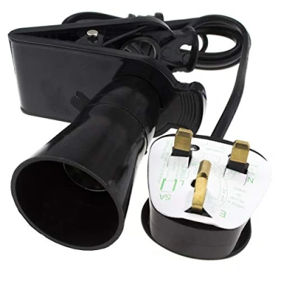 Image of kenable Clip on Lamp Light a Extension Lead BC B22 Bayonet 2m Cable BLACK [2 metres]