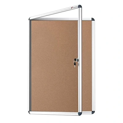 Image of VIZ PRO Tamperproof Lockable Cork Noticeboard Class 1 Aluminium Framed 90x60 cm