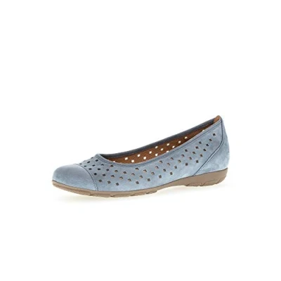 Image of Gabor Ruffle Womens Punched Detail Casual Shoes 6 UK Jeans Nubuck