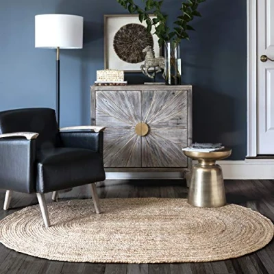 Image of nuLOOM Jute Braided Oval Rug, Natural (8&#039; x 10&#039; Feet)