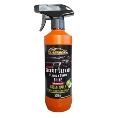 Image of CLARKSON&#039;s PROFESSIONAL CAR CARE PRODUCTS Cockpit Cleaner SHINE Green Apple Plastic &amp; Rubber 500 ml Antistatic PREMIUM Interior Hi Gloss Finish Dashboard Detailer Scent