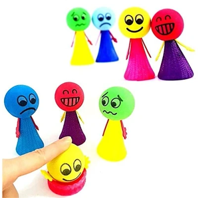 Image of JZK 8pcs Emoji creative cute bouncing dolls, kids birthday party favours, bag fillers, supplies decorations