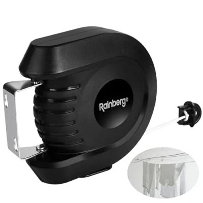 Image of Rainberg Retractable Clothes Line, 15m/30m Washing Wall Mounted, PVC Coated, Indoor/Outdoor (Single Line(15m))