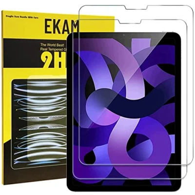 Image of EKAM [2 Pack] Screen Protector for iPad Air 5/4 (10.9 Inch, 2022/2020 Model, 5th/4th Generation) Tempered Glass Film, 9H Hardness