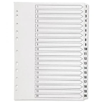 Image of Q Connect 1 20 Index Multi punched Polypropylene White A4