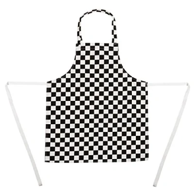 Image of Whites Chefs Clothing Childrens Bib Apron, Black and White Check, One Size, Material: Polycotton, Kids Ages 5 to 12 years, Childs Cooking B357