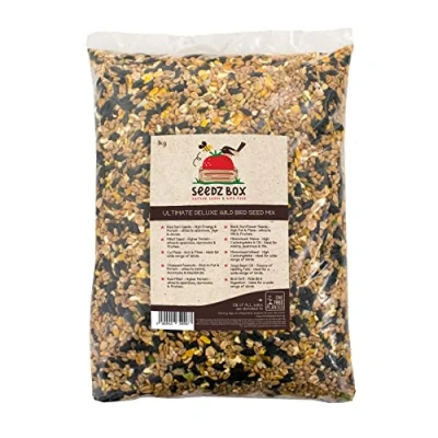 Image of Bird Seed Food For Small Wild Garden Birds 1kg Seedzbox Deluxe Grain &amp; Nut Blend Mix Natural Feed Robins Blackbirds and Sparrows Millet Peanut Fats Fibres