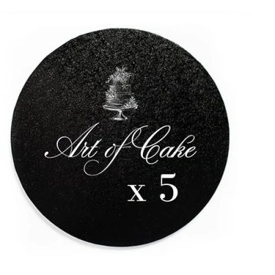 Image of Art of Cake Black 10 in Round Drum Boards 254 mm x 13mm (Pack 5)