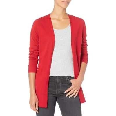 Image of Amazon Essentials Women&#039;s Lightweight Open Front Cardigan Jumper (Available in Plus Size), Red, S