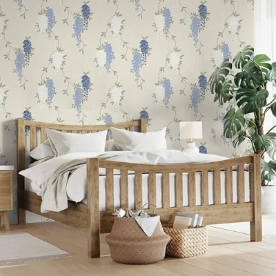 Image of Fine Decor FD43674 Wisteria Floral Blue Wallpaper,