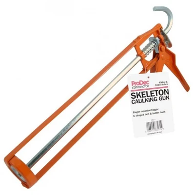 Image of ProDec Contractor 400 ml Skeleton Caulking Gun for Applying and 310 Cartridge Caulks, Sealants, Silicones, Adhesives, Smooth Action Ideal Trade DIY Use