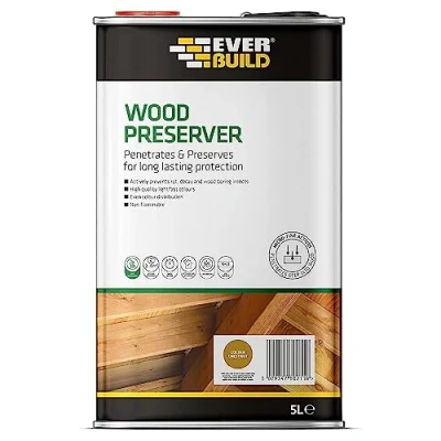 Image of Everbuild Wood Preserver Interior And Exterior Use Low Odour Quick Drying Long Lasting Protection Golden Chestnut 5 Litres