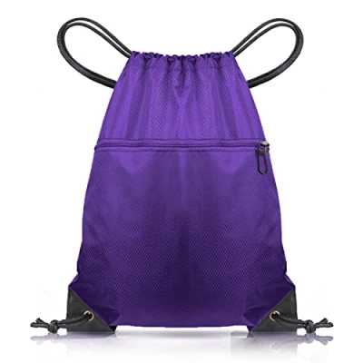 Image of CHEPULA Drawstring Gym Bag, Large Sports Backpack String Swim PE Bags for Women Men, Travel Beach School Bag with Waterproof (Purple)