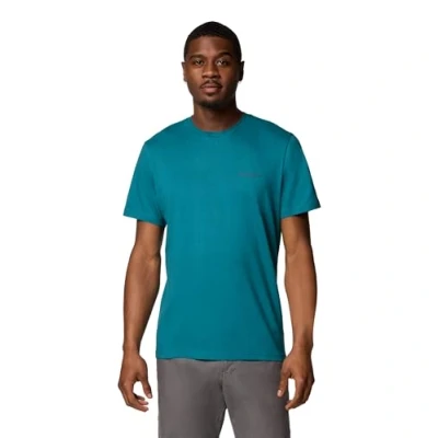 Image of Columbia Men&#039;s Rapid Ridge Back Graphic Tee 2, Short Sleeve T Shirt, River Blue/Button Badge, S