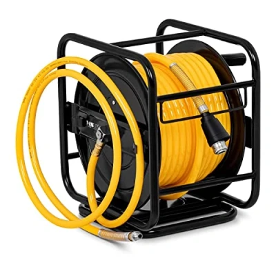 Image of MSW Compressed Air Hose Reel Manual Hand Crank Compressor 30m 18bar PRO A 30 (Steel Housing, PU Hose, 360 Swivel Base)