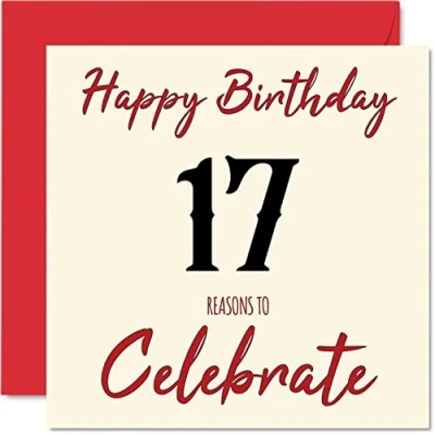 Image of Fun 17th Birthday Cards for Boys Girls Reasons To Happy Card Son Daughter Brother Sister Grandson Granddaughter Niece Nephew Cousin, 145mm x Greeting Cards,