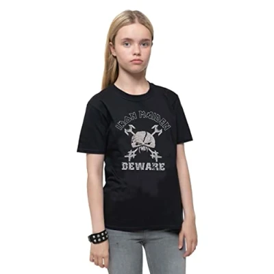 Image of Iron Maiden Kids T Shirt Beware Band Logo Official Black Ages 5 14 yrs M