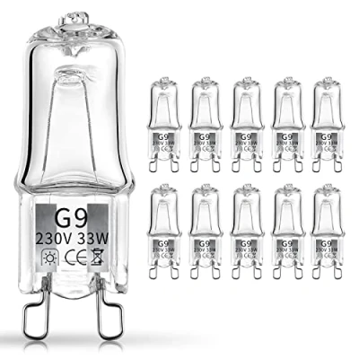 Image of NOTSEK 10 Pack Wax Burner Bulbs/Plug in Melt Burners Bulbs/ G9 Halogen Bulbs for 230V 33W 2700K 3500K Warm White Light Dimmable Lamps Oven