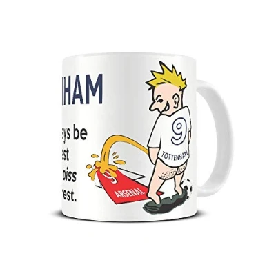 Image of Wee On The Rival&#039;s Shirt Football Fan Rivalry Mugs Great Funny Gift for a Supporter Present Coffee Tea Mug Cup (Tottenham V Arsenal) WE26