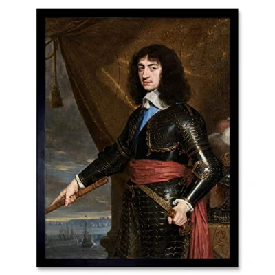 Image of Artery8 De Champaigne Portrait King Charles II England Art Print Framed Poster Wall Decor 12x16 inch