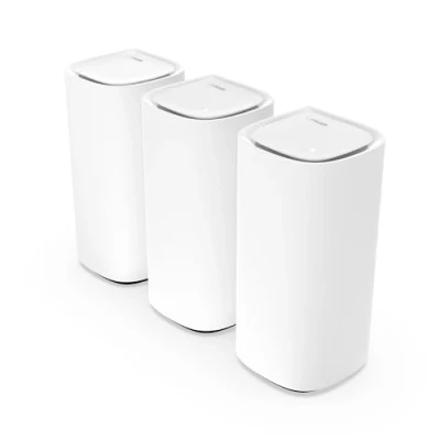 Image of Linksys Velop Pro WiFi 6E Mesh System MX6203 KE Cognitive Router with 6 Ghz Band Access &amp; 5.4 Gbps True Gigabit Speed Whole Home Coverage up to 9,000 sq. ft. 600 Devices 3 Pack