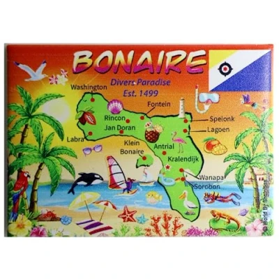 Image of Bonaire Map Caribbean Fridge Collector&#039;s Souvenir Magnet 2.5&quot; X 3.5&quot;