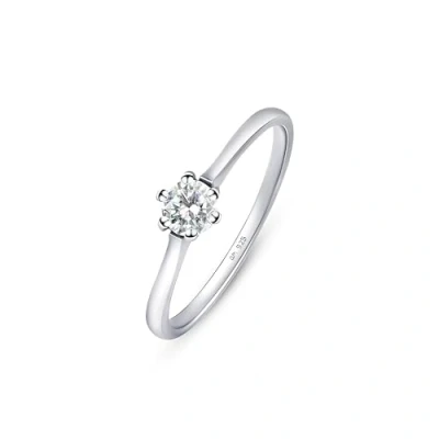 Image of Amberta Solid 925 Sterling Silver Engagement Ring for Women Promise Cubic Zirconia Solitaire Rings Women: Size Q