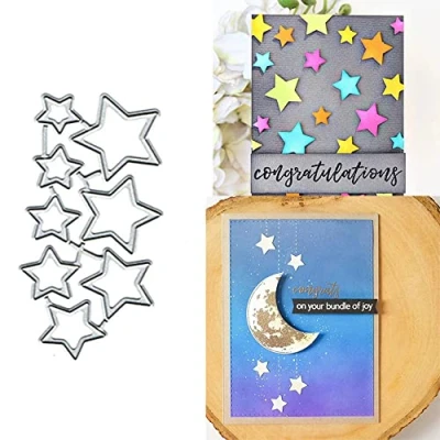 Image of 8Pcs Christmas Stars Metal Die Cuts Dies, Cutting Dies Cut Stencils DIY Scrapbooking Cards Decorative Embossing Paper for Album Card Making