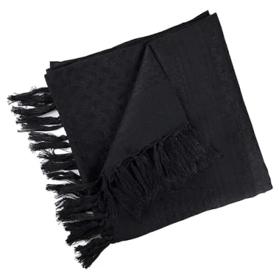 Image of COLOURLINX Unisex Cotton Scarf Military Desert Shemagh Tactical Keffiyeh Head Neck Wrap Arab Tassel (Black)