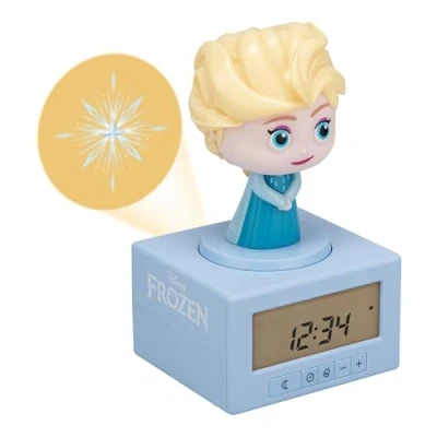 Image of Disney Elsa Frozen Sleep Training Alarm Clock Officially Licensed, Girls Projection Bedroom Night Light Paladone