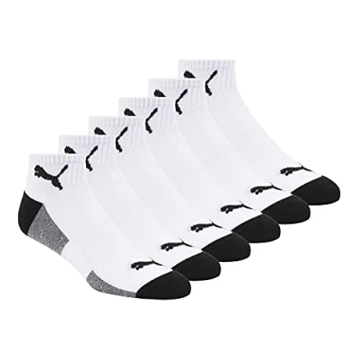 Image of PUMA Men&#039;s 6 Pack Quarter Crew Socks Socks, white/black, 10 13