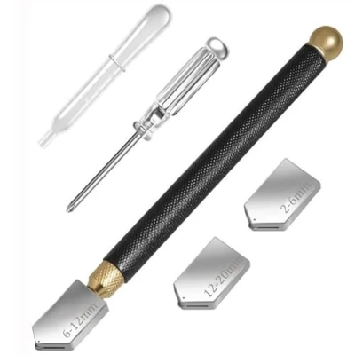 Image of SHUBEIEUMI Glass Cutter, Professional Cutters Tool 2mm 20mm, with Replaceable 3 Carbide Cutting Heads, Cutter for Tool/Tiles/Mirror/Mosaic