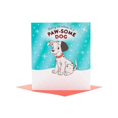Image of UK Greetings Disney 101 Dalmations Christmas Card for The Dog Paw some Design