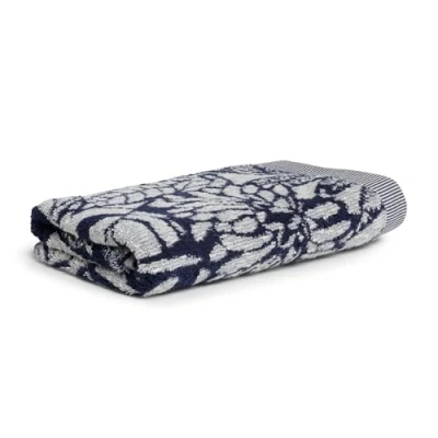 Image of Möve Brooklyn Botanic Bath Towel 80 x 150 cm 85% Cotton / 10% Viscose 5% Linen Natural/Deep Sea