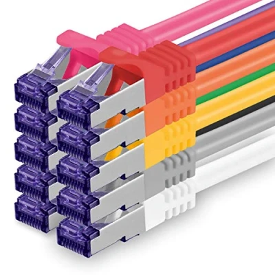 Image of 1aTTack.de Cat.7 Lan Ethernet cable 1m 10 Colors Set Cat7 Network 10GBASE T 10000 Mbps SFTP PIMF patchcable RJ45 plug