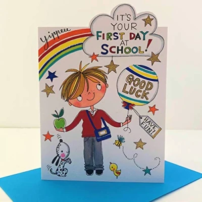 Image of Rachel Ellen Boy It&#039;s Your First Day at School Good Luck Card Balloon Dog