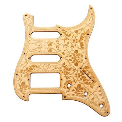 Image of Alnicov SSH 11 Hole Wooden Guitar Pickguard Maple Wood with Decorative Flower Pattern for ST Electric Guitars