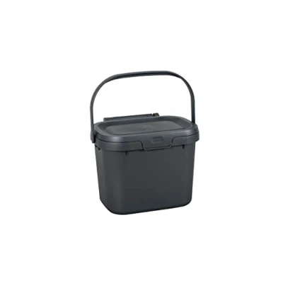 Image of Addis 518251 Everyday Kitchen Food Waste Compost Caddy Bin, 4.5 Litre, Sliver, Metallic Silver